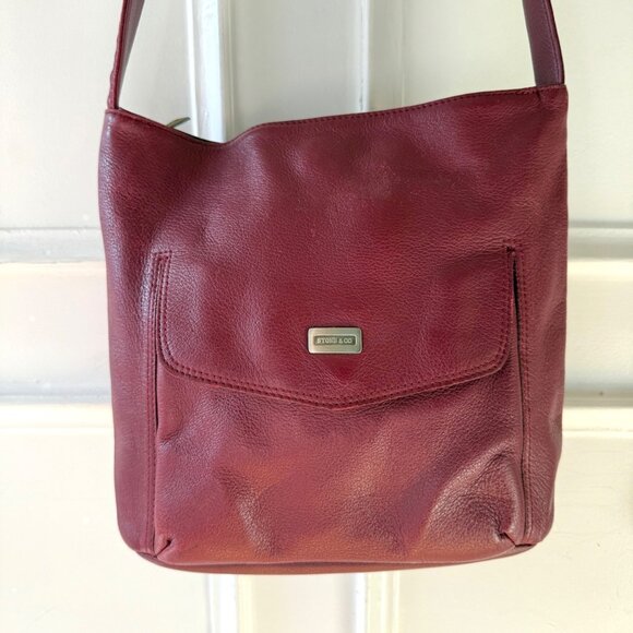 Stone and Co Leather Crossbody Bag Burgundy Adjustable Strap Y2K Era - Picture 16 of 16
